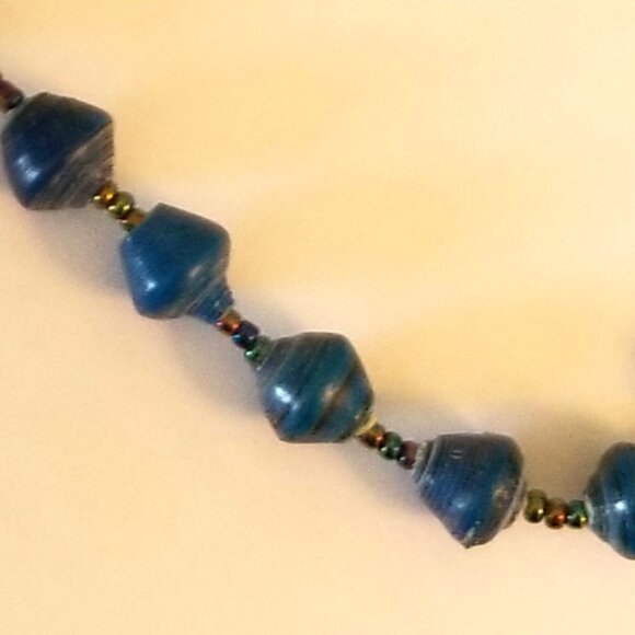 Handmade Bead for Life 18" Choker Necklace in Blue Multicolor - Picture 3 of 3